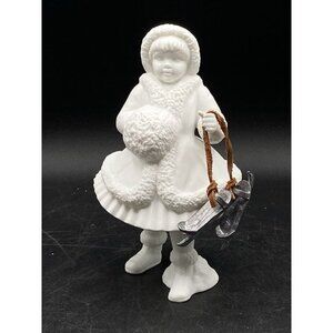 Dept 56 Winter Silhouette Skating Girl Shiny Skates Porcelain Figurine Pewter